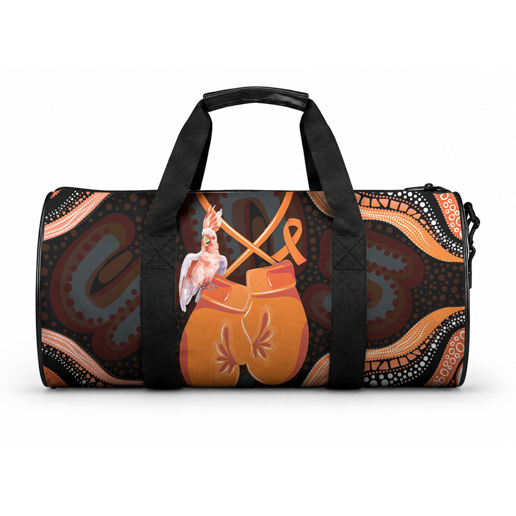 Australia Leukemia Awareness Month Duffle Bag Aussie Cockatoo Fight Boxing Gloves Aboriginal Art