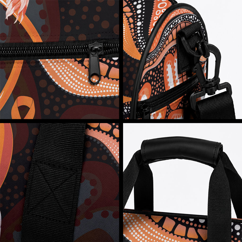 Australia Leukemia Awareness Month Duffle Bag Aussie Cockatoo Fight Boxing Gloves Aboriginal Art