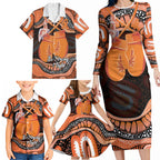 Personalised Australia Leukemia Awareness Month Family Matching Long Sleeve Bodycon Dress and Hawaiian Shirt Aussie Cockatoo Fight Boxing Gloves Aboriginal Art