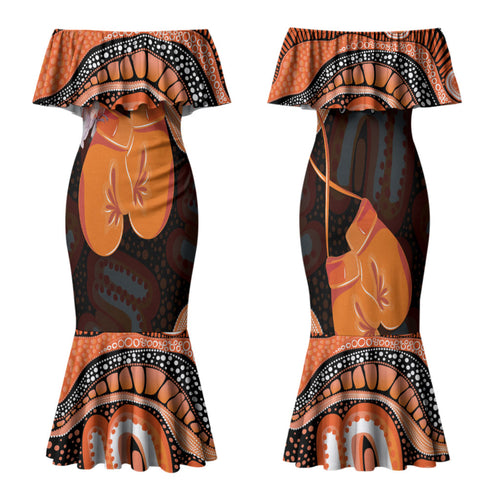 Personalised Australia Leukemia Awareness Month Family Matching Mermaid Dress and Hawaiian Shirt Aussie Cockatoo Fight Boxing Gloves Aboriginal Art