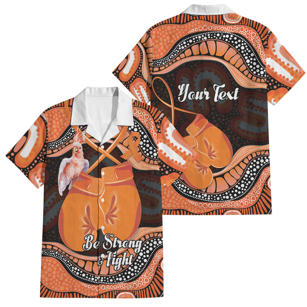 Personalised Australia Leukemia Awareness Month Family Matching Off Shoulder Maxi Dress and Hawaiian Shirt Aussie Cockatoo Fight Boxing Gloves Aboriginal Art