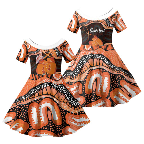 Personalised Australia Leukemia Awareness Month Family Matching Off Shoulder Short Dress and Hawaiian Shirt Aussie Cockatoo Fight Boxing Gloves Aboriginal Art