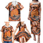 Personalised Australia Leukemia Awareness Month Family Matching Puletasi and Hawaiian Shirt Aussie Cockatoo Fight Boxing Gloves Aboriginal Art