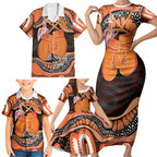 Personalised Australia Leukemia Awareness Month Family Matching Short Sleeve Bodycon Dress and Hawaiian Shirt Aussie Cockatoo Fight Boxing Gloves Aboriginal Art