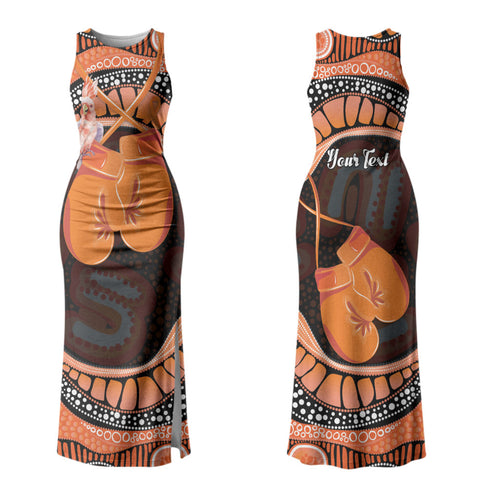 Personalised Australia Leukemia Awareness Month Family Matching Tank Maxi Dress and Hawaiian Shirt Aussie Cockatoo Fight Boxing Gloves Aboriginal Art