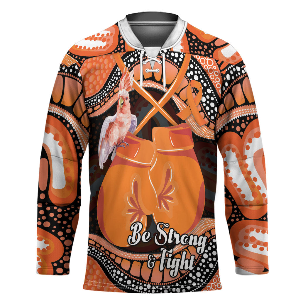 Personalised Australia Leukemia Awareness Month Hockey Jersey Aussie Cockatoo Fight Boxing Gloves Aboriginal Art