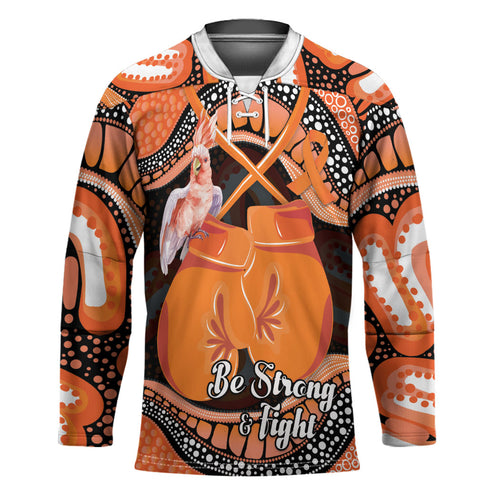Personalised Australia Leukemia Awareness Month Hockey Jersey Aussie Cockatoo Fight Boxing Gloves Aboriginal Art