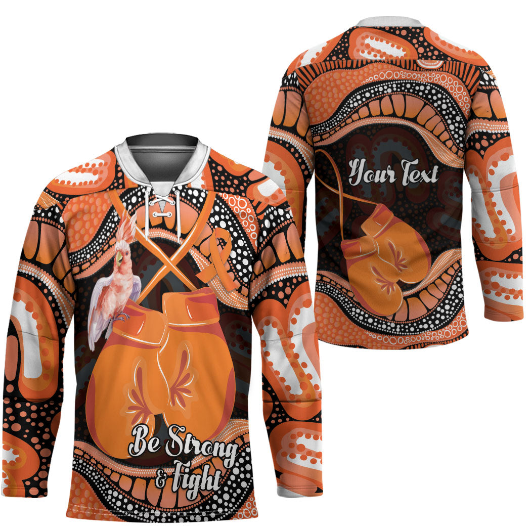 Personalised Australia Leukemia Awareness Month Hockey Jersey Aussie Cockatoo Fight Boxing Gloves Aboriginal Art