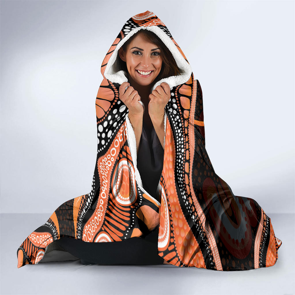 Australia Leukemia Awareness Month Hooded Blanket Aussie Cockatoo Fight Boxing Gloves Aboriginal Art