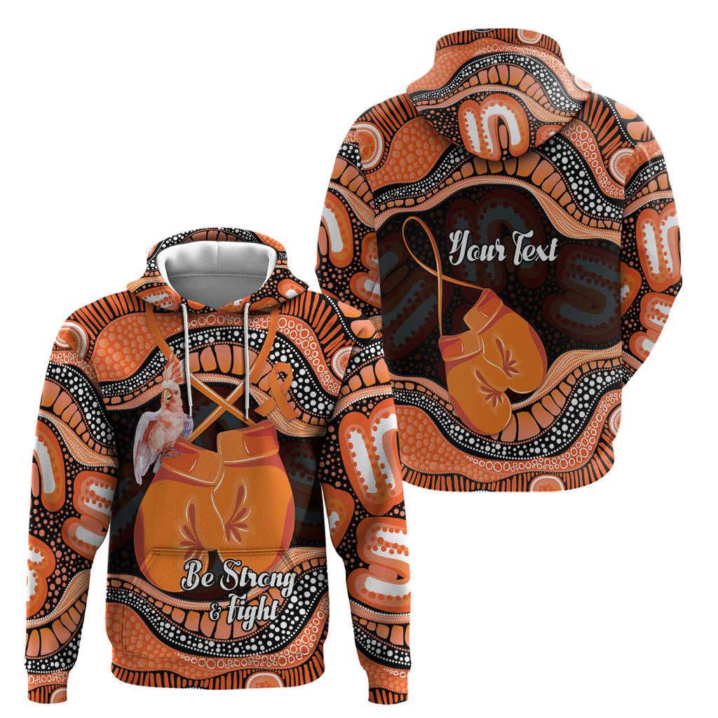 Personalised Australia Leukemia Awareness Month Hoodie Aussie Cockatoo Fight Boxing Gloves Aboriginal Art