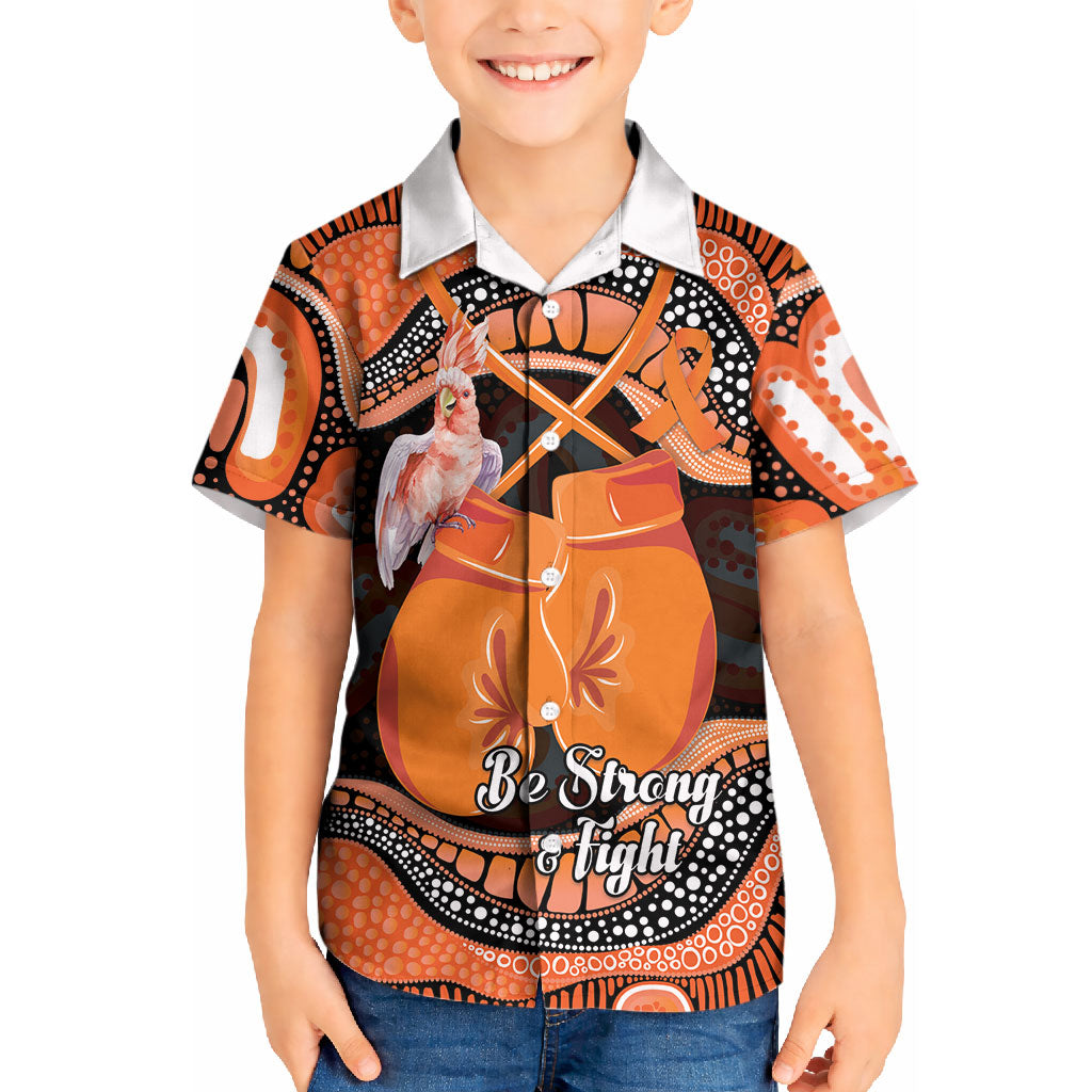 Personalised Australia Leukemia Awareness Month Kid Hawaiian Shirt Aussie Cockatoo Fight Boxing Gloves Aboriginal Art