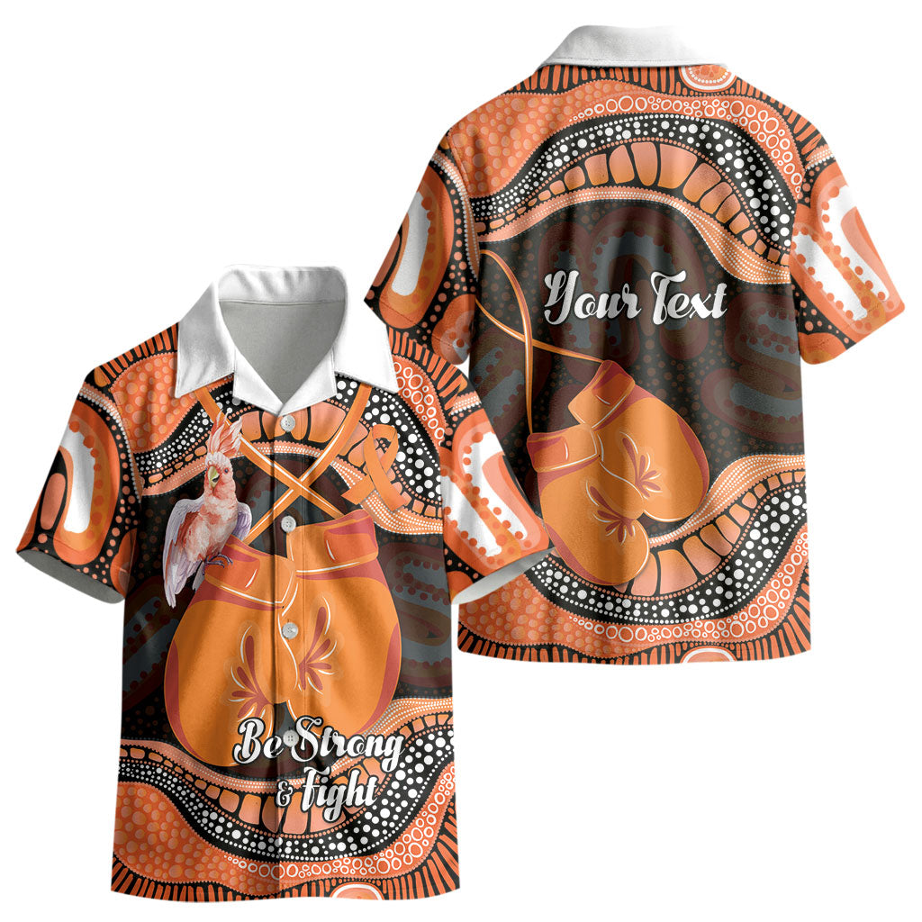 Personalised Australia Leukemia Awareness Month Kid Hawaiian Shirt Aussie Cockatoo Fight Boxing Gloves Aboriginal Art