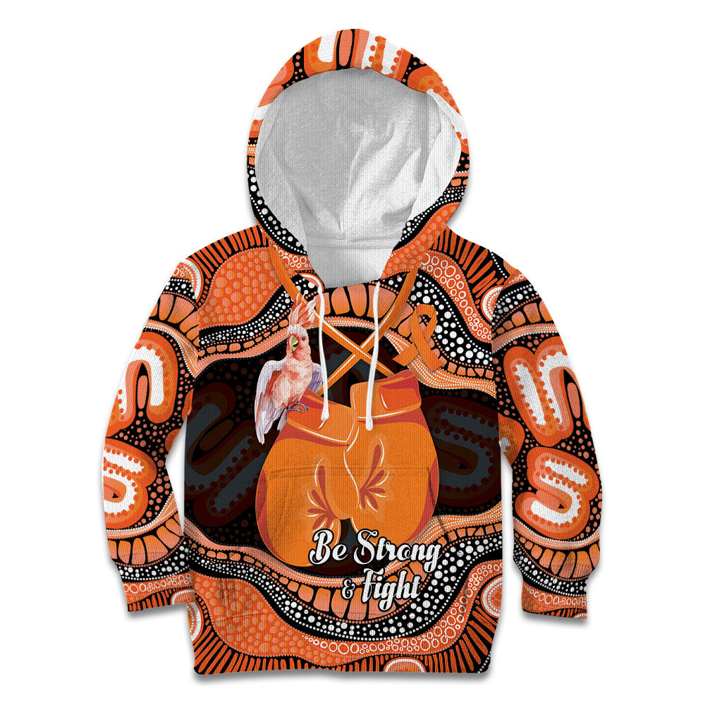 Personalised Australia Leukemia Awareness Month Kid Hoodie Aussie Cockatoo Fight Boxing Gloves Aboriginal Art