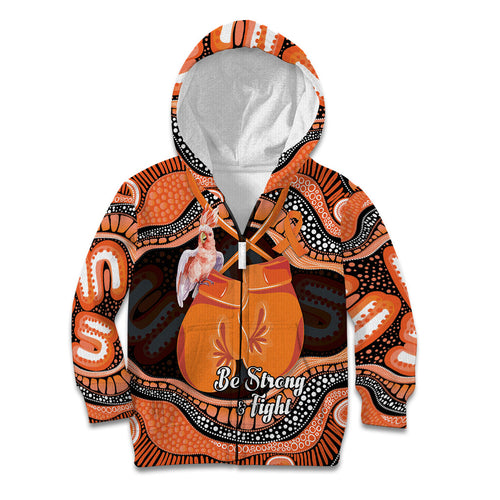 Personalised Australia Leukemia Awareness Month Kid Hoodie Aussie Cockatoo Fight Boxing Gloves Aboriginal Art