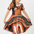 Personalised Australia Leukemia Awareness Month Kid Short Sleeve Dress Aussie Cockatoo Fight Boxing Gloves Aboriginal Art