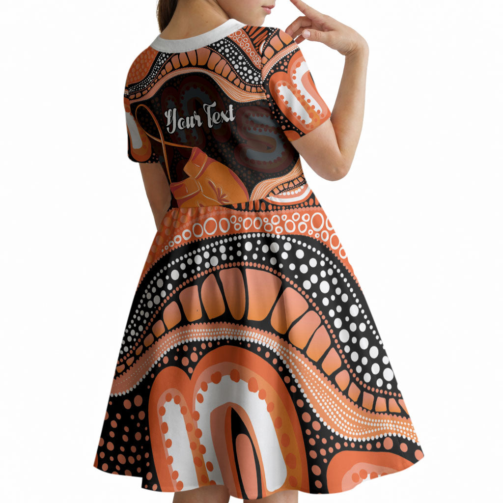 Personalised Australia Leukemia Awareness Month Kid Short Sleeve Dress Aussie Cockatoo Fight Boxing Gloves Aboriginal Art