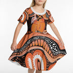 Personalised Australia Leukemia Awareness Month Kid Short Sleeve Dress Aussie Cockatoo Fight Boxing Gloves Aboriginal Art