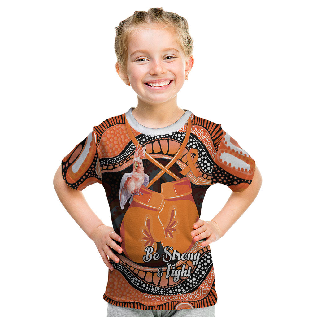 Personalised Australia Leukemia Awareness Month Kid T Shirt Aussie Cockatoo Fight Boxing Gloves Aboriginal Art