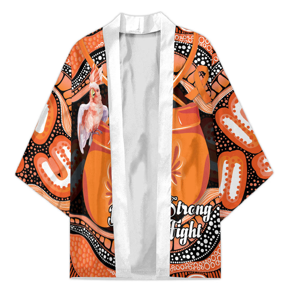 Personalised Australia Leukemia Awareness Month Kimono Aussie Cockatoo Fight Boxing Gloves Aboriginal Art