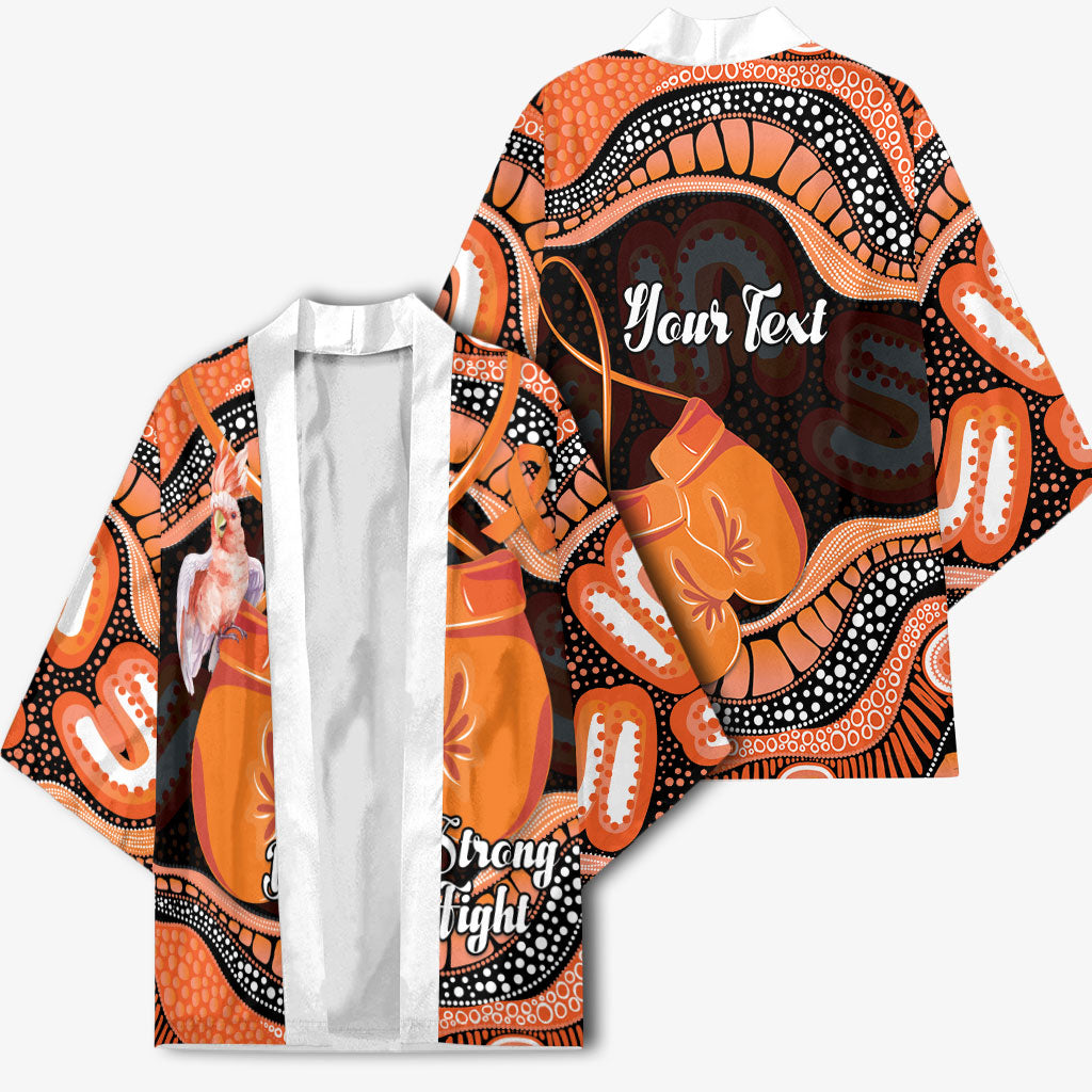 Personalised Australia Leukemia Awareness Month Kimono Aussie Cockatoo Fight Boxing Gloves Aboriginal Art
