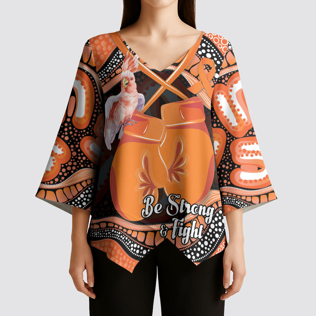 Personalised Australia Leukemia Awareness Month Kimono Sleeve Blouse Aussie Cockatoo Fight Boxing Gloves Aboriginal Art