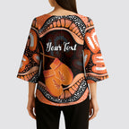 Personalised Australia Leukemia Awareness Month Kimono Sleeve Blouse Aussie Cockatoo Fight Boxing Gloves Aboriginal Art
