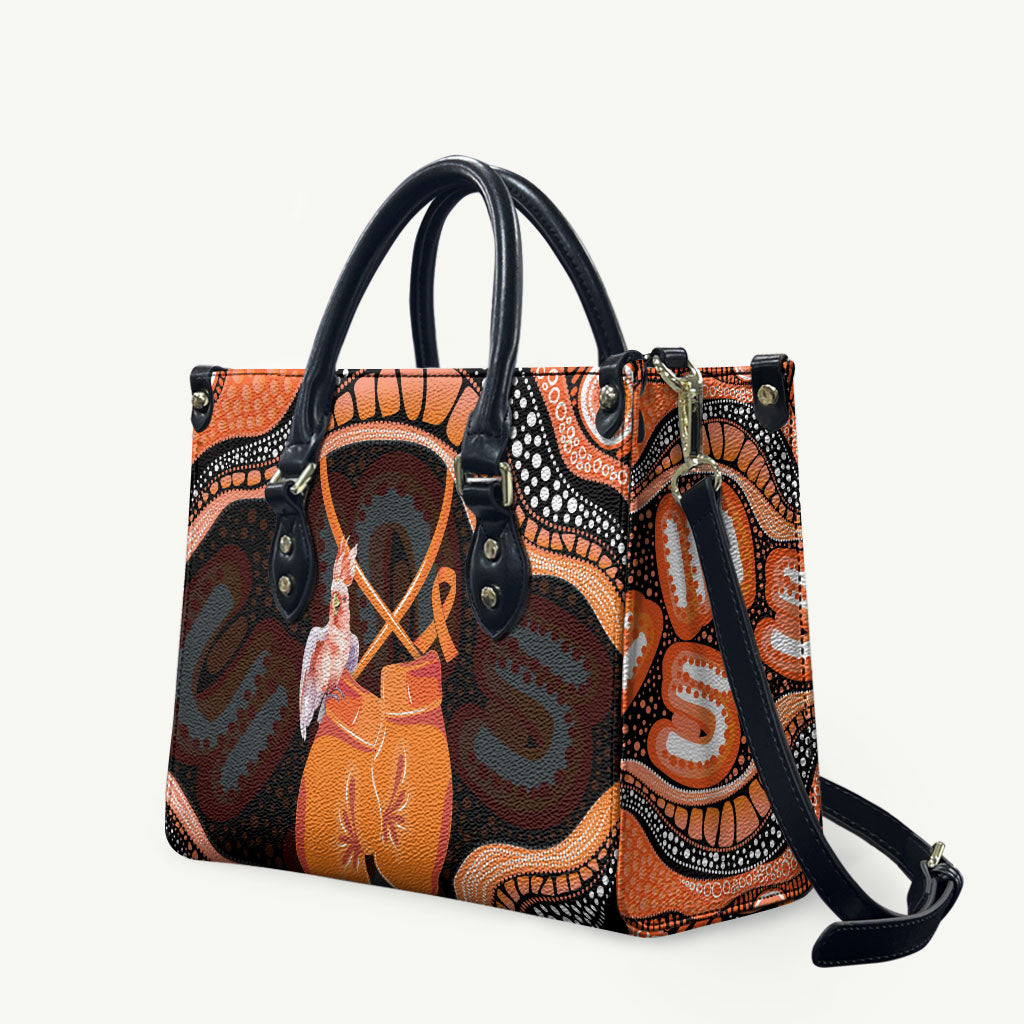 Australia Leukemia Awareness Month Leather Bag Aussie Cockatoo Fight Boxing Gloves Aboriginal Art