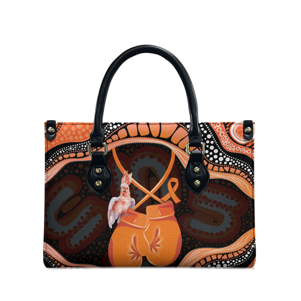Australia Leukemia Awareness Month Leather Bag Aussie Cockatoo Fight Boxing Gloves Aboriginal Art