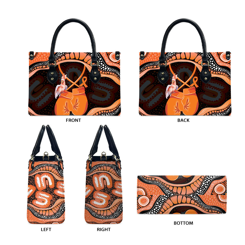 Australia Leukemia Awareness Month Leather Bag Aussie Cockatoo Fight Boxing Gloves Aboriginal Art