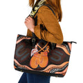 Australia Leukemia Awareness Month Leather Tote Bag Aussie Cockatoo Fight Boxing Gloves Aboriginal Art