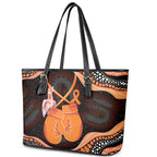 Australia Leukemia Awareness Month Leather Tote Bag Aussie Cockatoo Fight Boxing Gloves Aboriginal Art