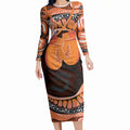 Personalised Australia Leukemia Awareness Month Long Sleeve Bodycon Dress Aussie Cockatoo Fight Boxing Gloves Aboriginal Art