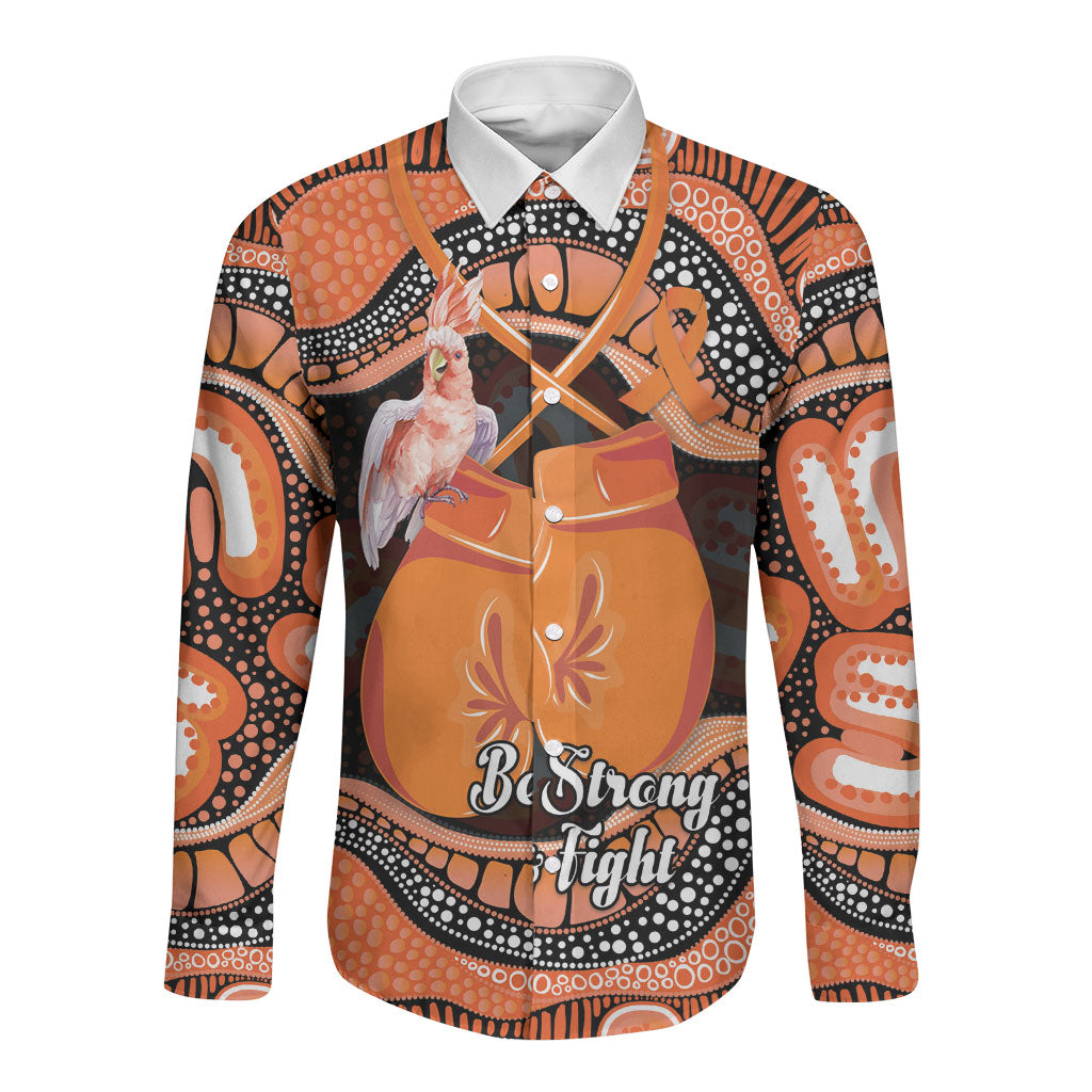 Personalised Australia Leukemia Awareness Month Long Sleeve Button Shirt Aussie Cockatoo Fight Boxing Gloves Aboriginal Art