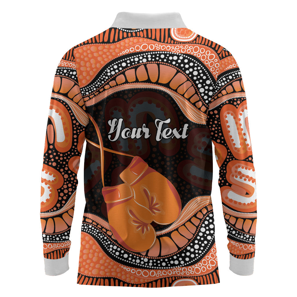 Personalised Australia Leukemia Awareness Month Long Sleeve Polo Shirt Aussie Cockatoo Fight Boxing Gloves Aboriginal Art