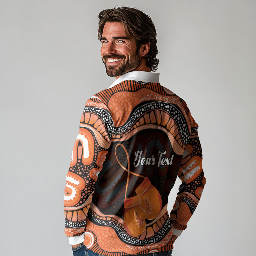 Personalised Australia Leukemia Awareness Month Long Sleeve Polo Shirt Aussie Cockatoo Fight Boxing Gloves Aboriginal Art