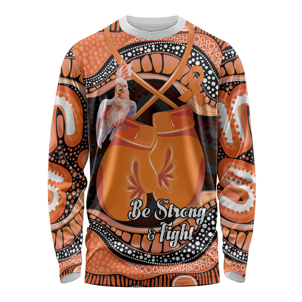 Personalised Australia Leukemia Awareness Month Long Sleeve Shirt Aussie Cockatoo Fight Boxing Gloves Aboriginal Art