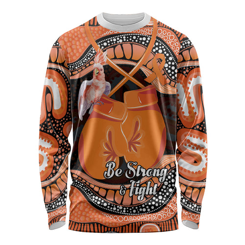 Personalised Australia Leukemia Awareness Month Long Sleeve Shirt Aussie Cockatoo Fight Boxing Gloves Aboriginal Art