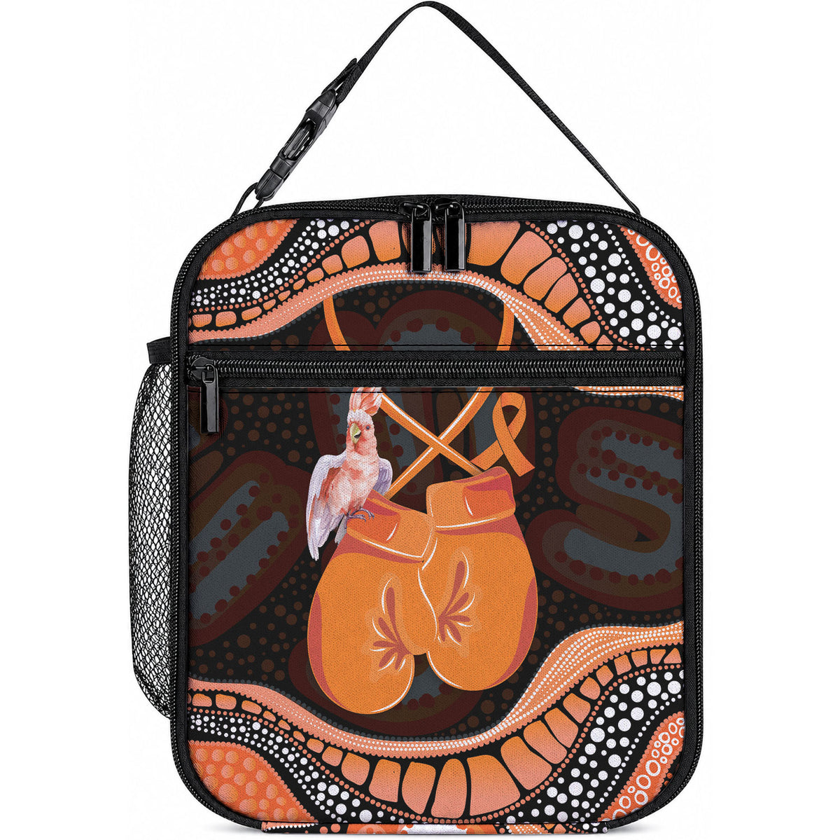 Australia Leukemia Awareness Month Lunch Bag Aussie Cockatoo Fight Boxing Gloves Aboriginal Art