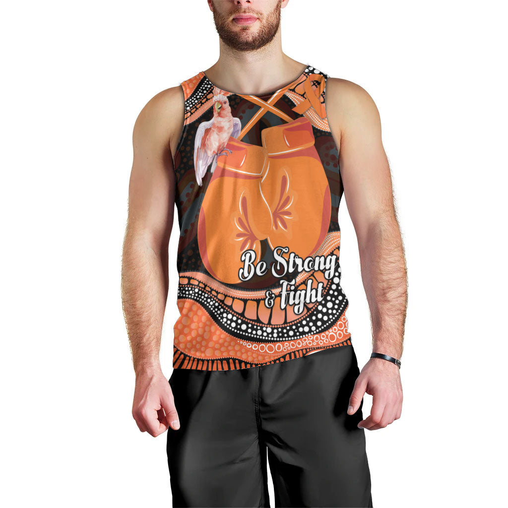 Personalised Australia Leukemia Awareness Month Men Tank Top Aussie Cockatoo Fight Boxing Gloves Aboriginal Art