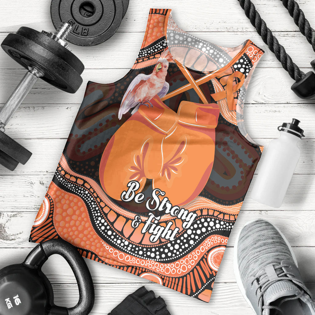 Personalised Australia Leukemia Awareness Month Men Tank Top Aussie Cockatoo Fight Boxing Gloves Aboriginal Art