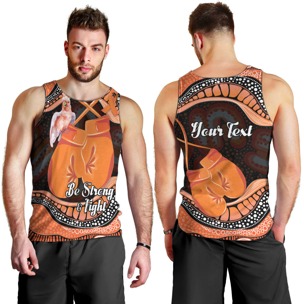 Personalised Australia Leukemia Awareness Month Men Tank Top Aussie Cockatoo Fight Boxing Gloves Aboriginal Art