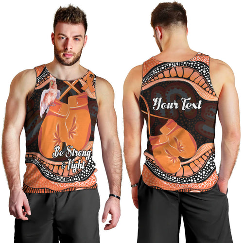 Personalised Australia Leukemia Awareness Month Men Tank Top Aussie Cockatoo Fight Boxing Gloves Aboriginal Art