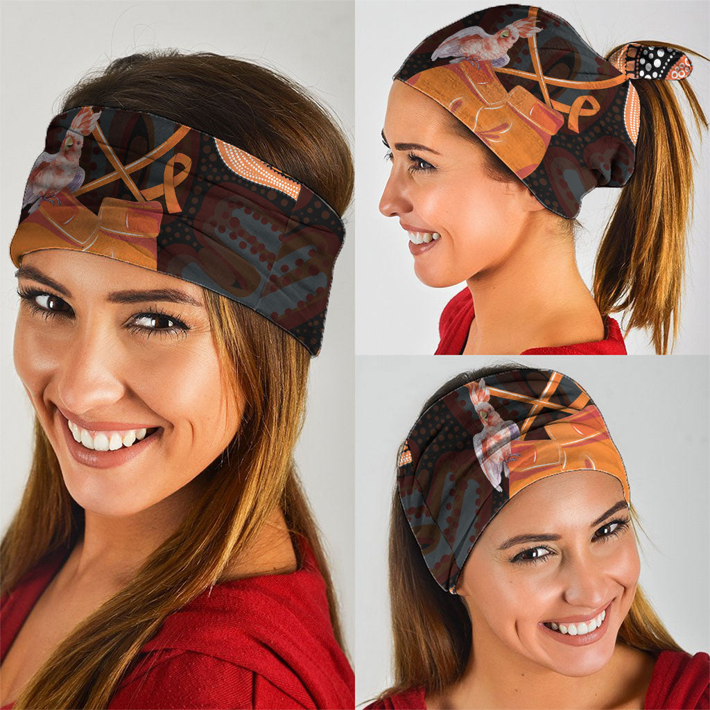 Australia Leukemia Awareness Month Neck Gaiter Aussie Cockatoo Fight Boxing Gloves Aboriginal Art