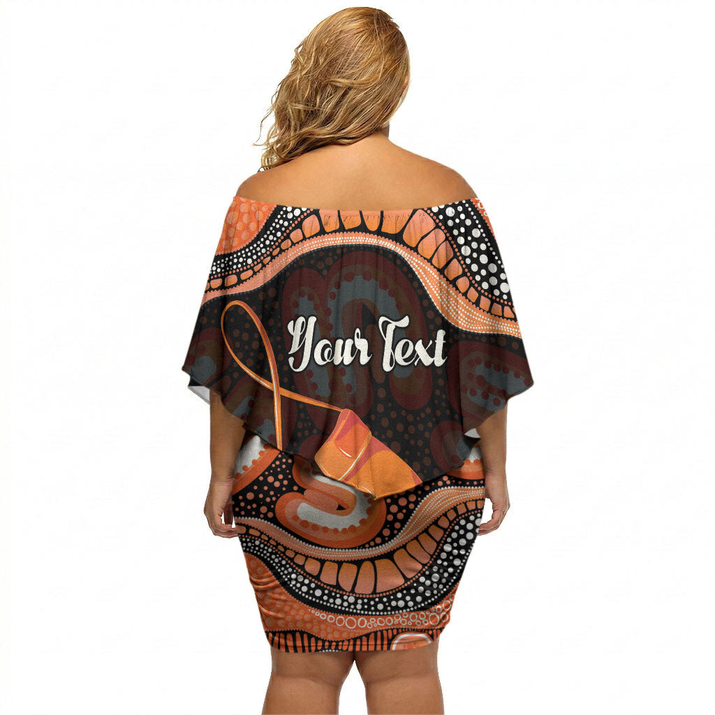 Personalised Australia Leukemia Awareness Month Off Shoulder Short Dress Aussie Cockatoo Fight Boxing Gloves Aboriginal Art