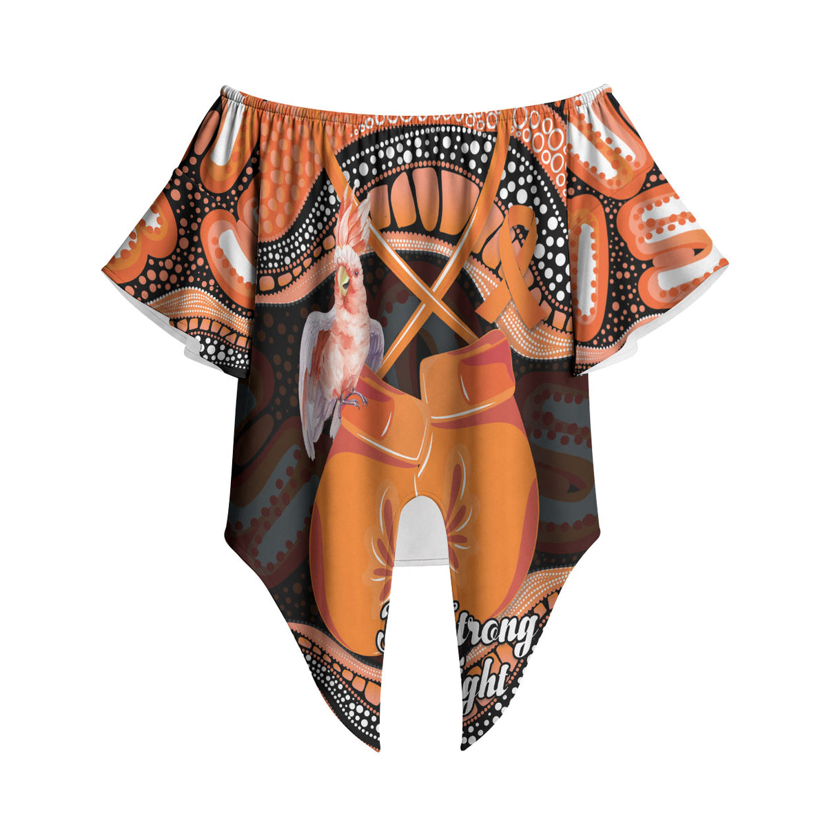 Personalised Australia Leukemia Awareness Month Off Shoulder Wrap Waist Top Aussie Cockatoo Fight Boxing Gloves Aboriginal Art