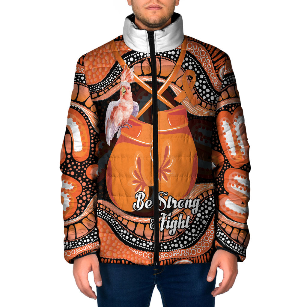 Personalised Australia Leukemia Awareness Month Padded Jacket Aussie Cockatoo Fight Boxing Gloves Aboriginal Art