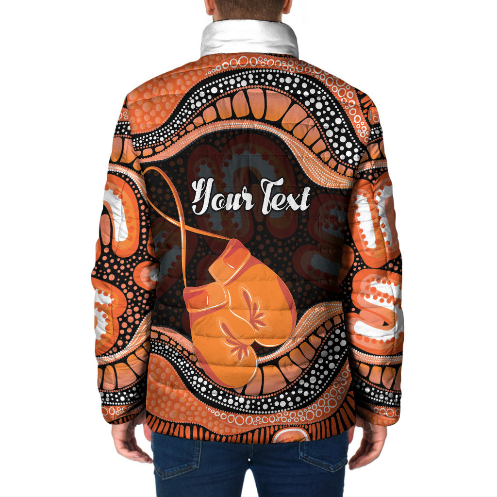 Personalised Australia Leukemia Awareness Month Padded Jacket Aussie Cockatoo Fight Boxing Gloves Aboriginal Art