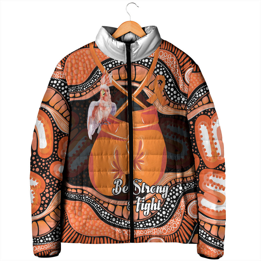 Personalised Australia Leukemia Awareness Month Padded Jacket Aussie Cockatoo Fight Boxing Gloves Aboriginal Art