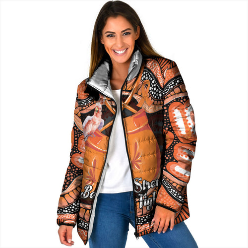 Personalised Australia Leukemia Awareness Month Padded Jacket Aussie Cockatoo Fight Boxing Gloves Aboriginal Art