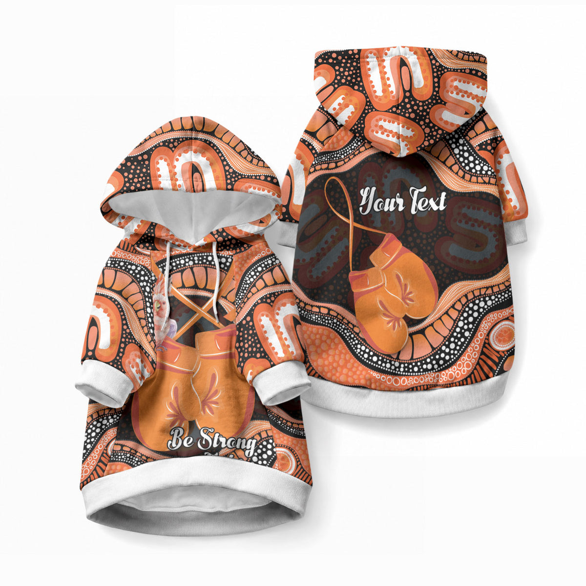 Personalised Australia Leukemia Awareness Month Pet Hoodie Aussie Cockatoo Fight Boxing Gloves Aboriginal Art